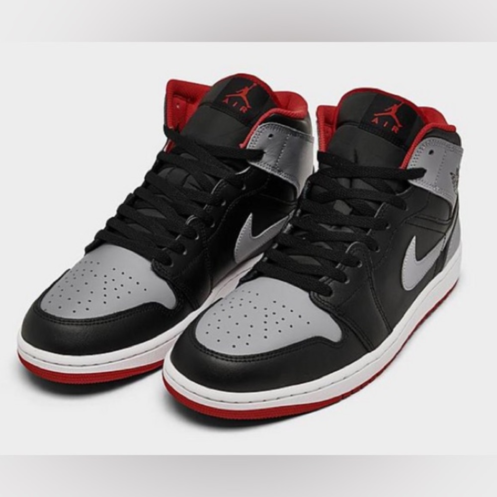 NEW IN BOX! Nike Air Jordan 1 Mid Retro Shoes Black/Cement Gray/ Red Size 12 - Picture 14 of 14